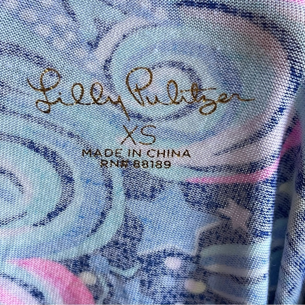 Lilly Pulitzer Ruffle PJ Button-Up Top Cosmic Kismet Size XS - Picture 6 of 12